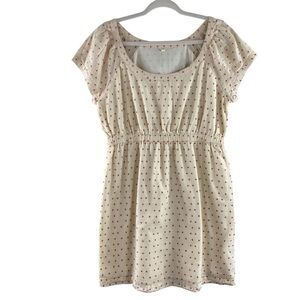 J. Crew Cream Dress Red Polka Dot 100% Cotton Fully Lined Mini Dress Sz‎ M